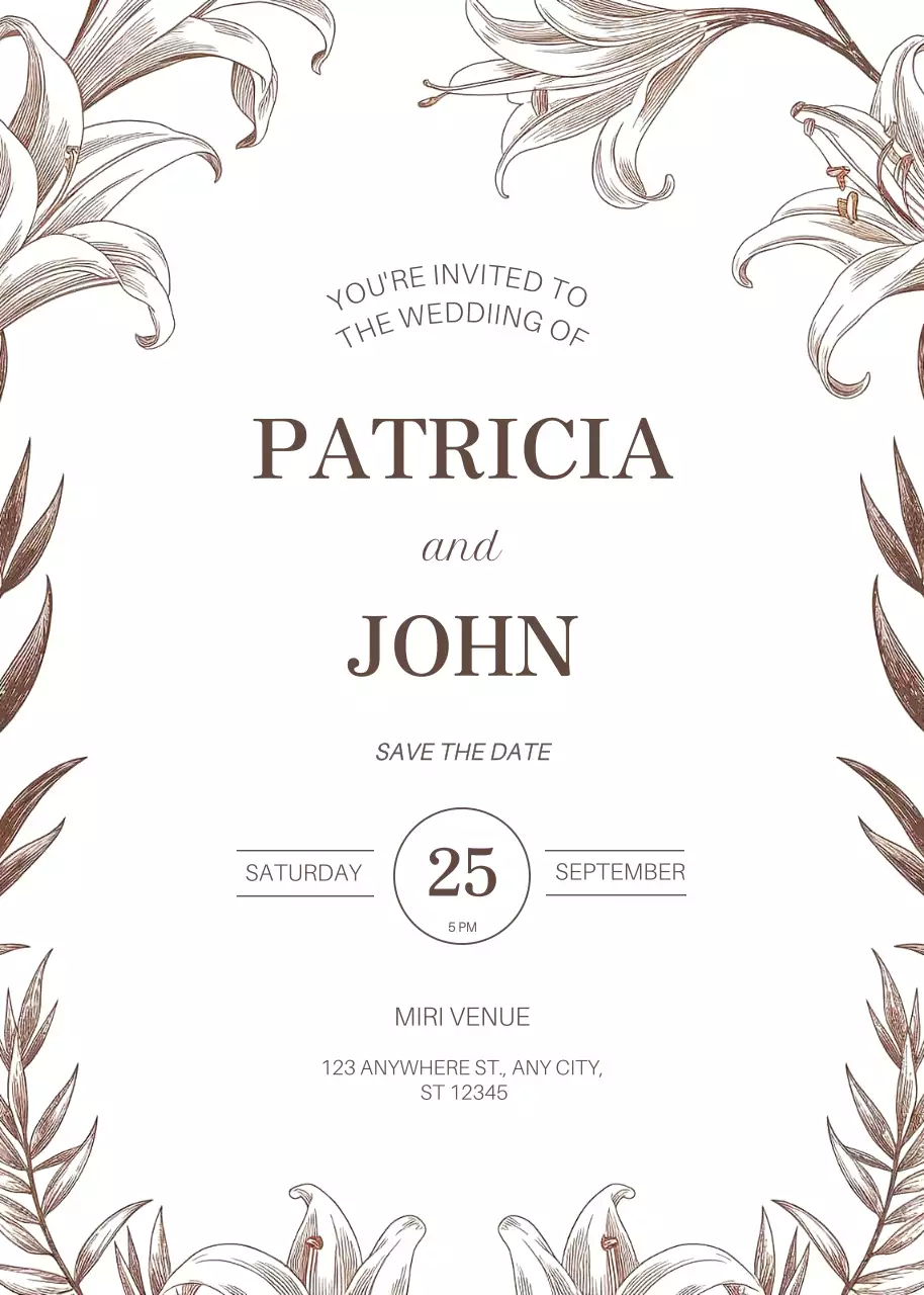 Thiệp cưới thanh lịch màu be