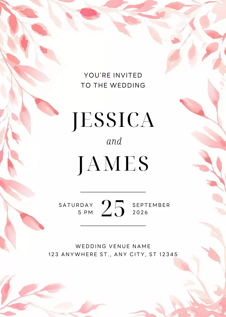 Undangan Pernikahan Bunga Merah Muda