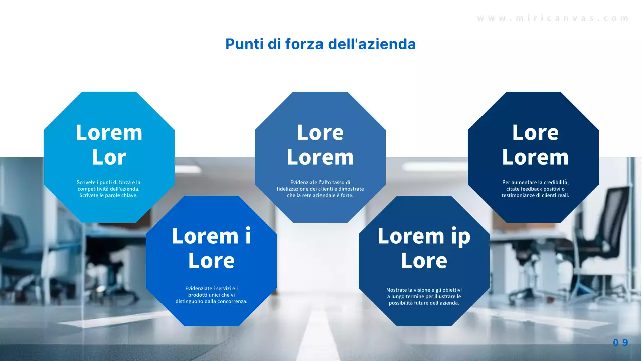 Promuovete il vostro profilo aziendale moderno e blu