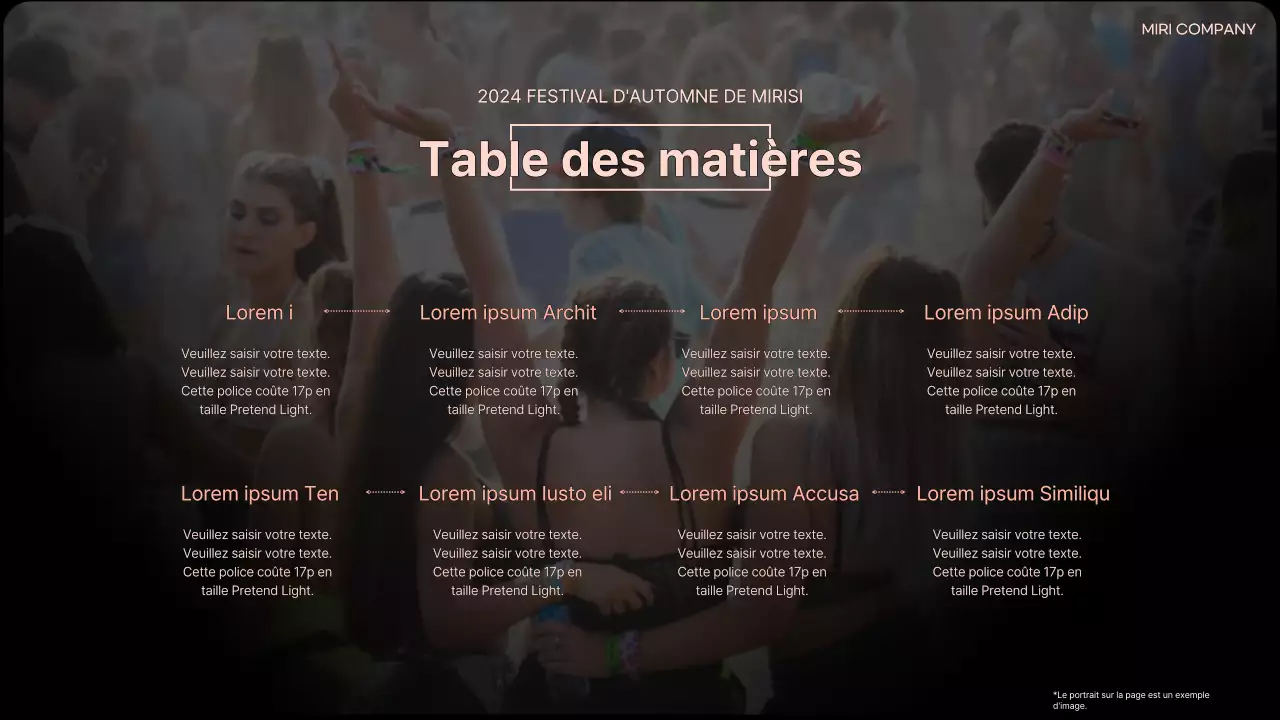 Un pitch deck d'entreprise pour un événement orange et dans l'air du temps