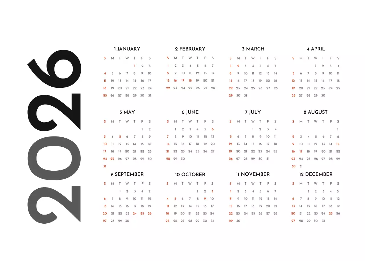 A simple corporate calendar in gray