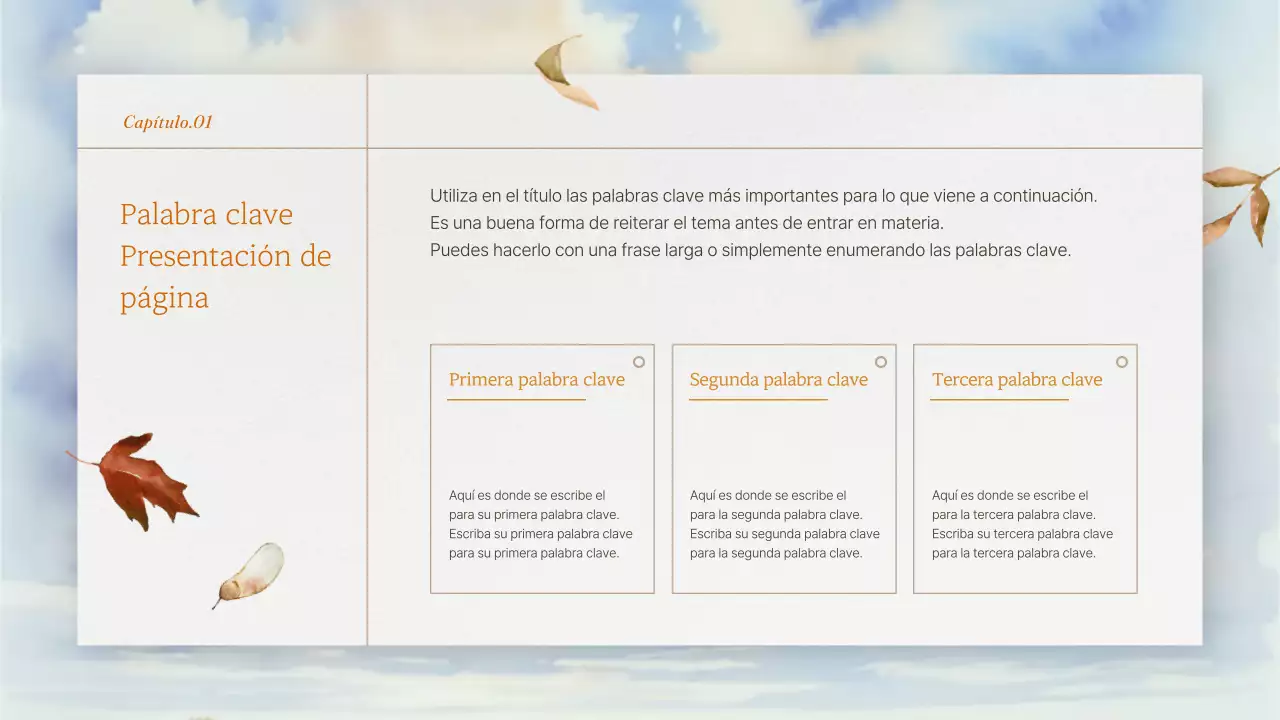 Presentación de la marca con un fondo naranja natural otoñal