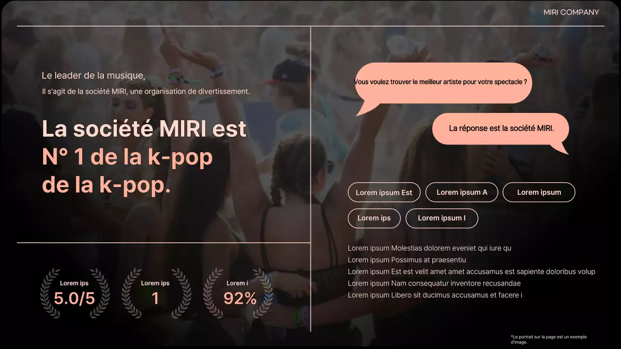 Un pitch deck d'entreprise pour un événement orange et dans l'air du temps