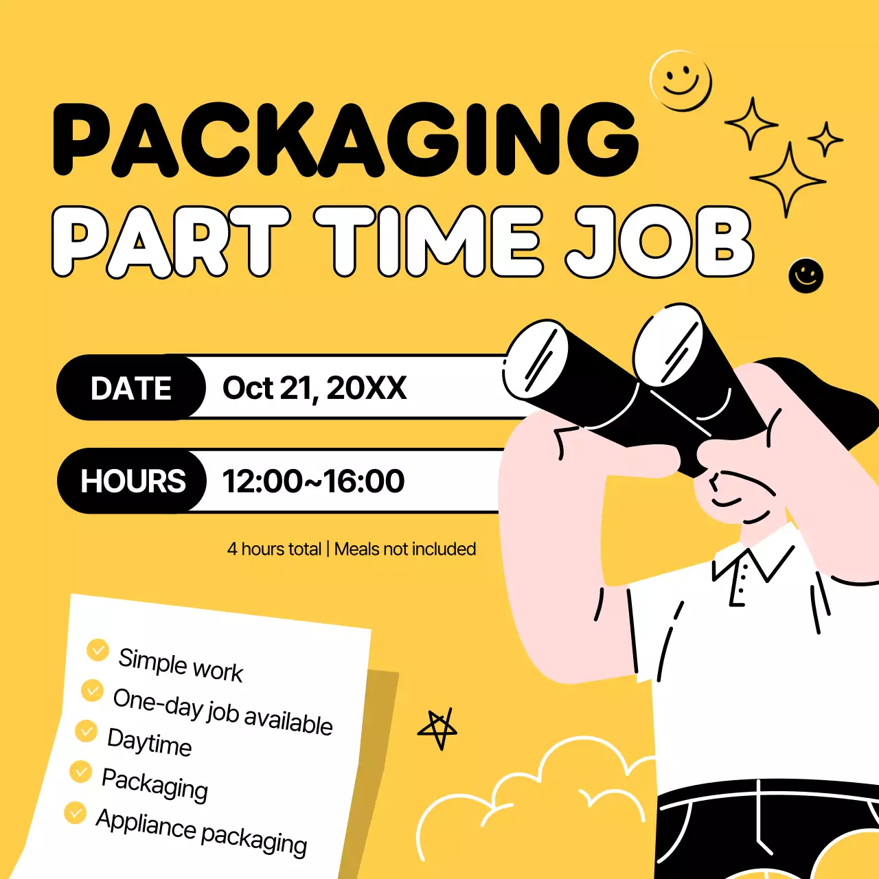 Yellow Simple Job Posting Social Media Post