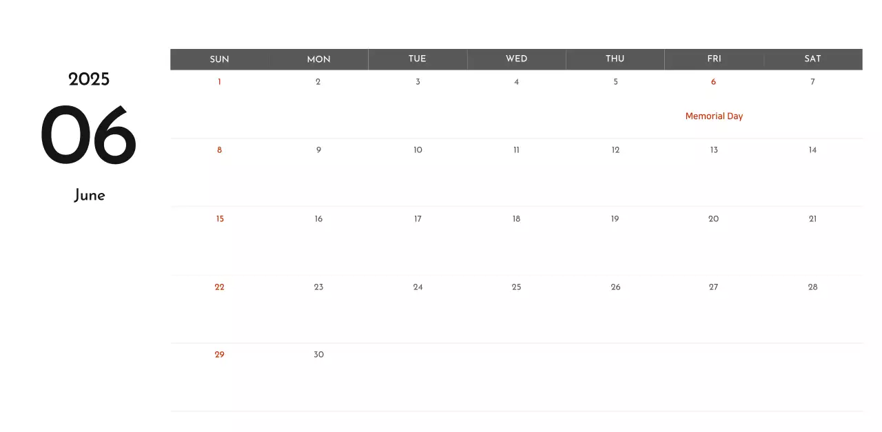 A simple corporate calendar in gray