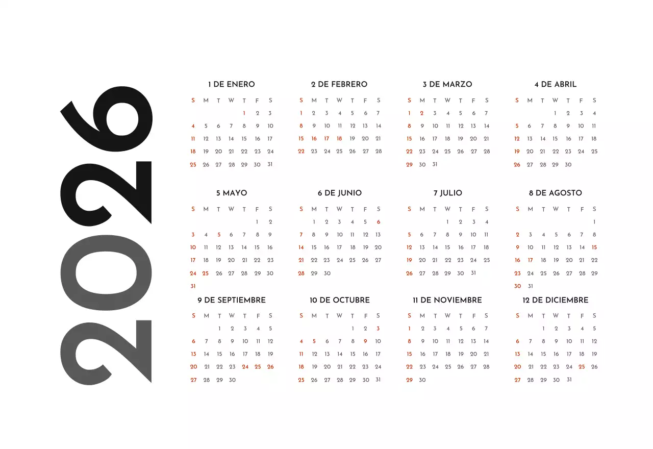 Un sencillo calendario corporativo en gris