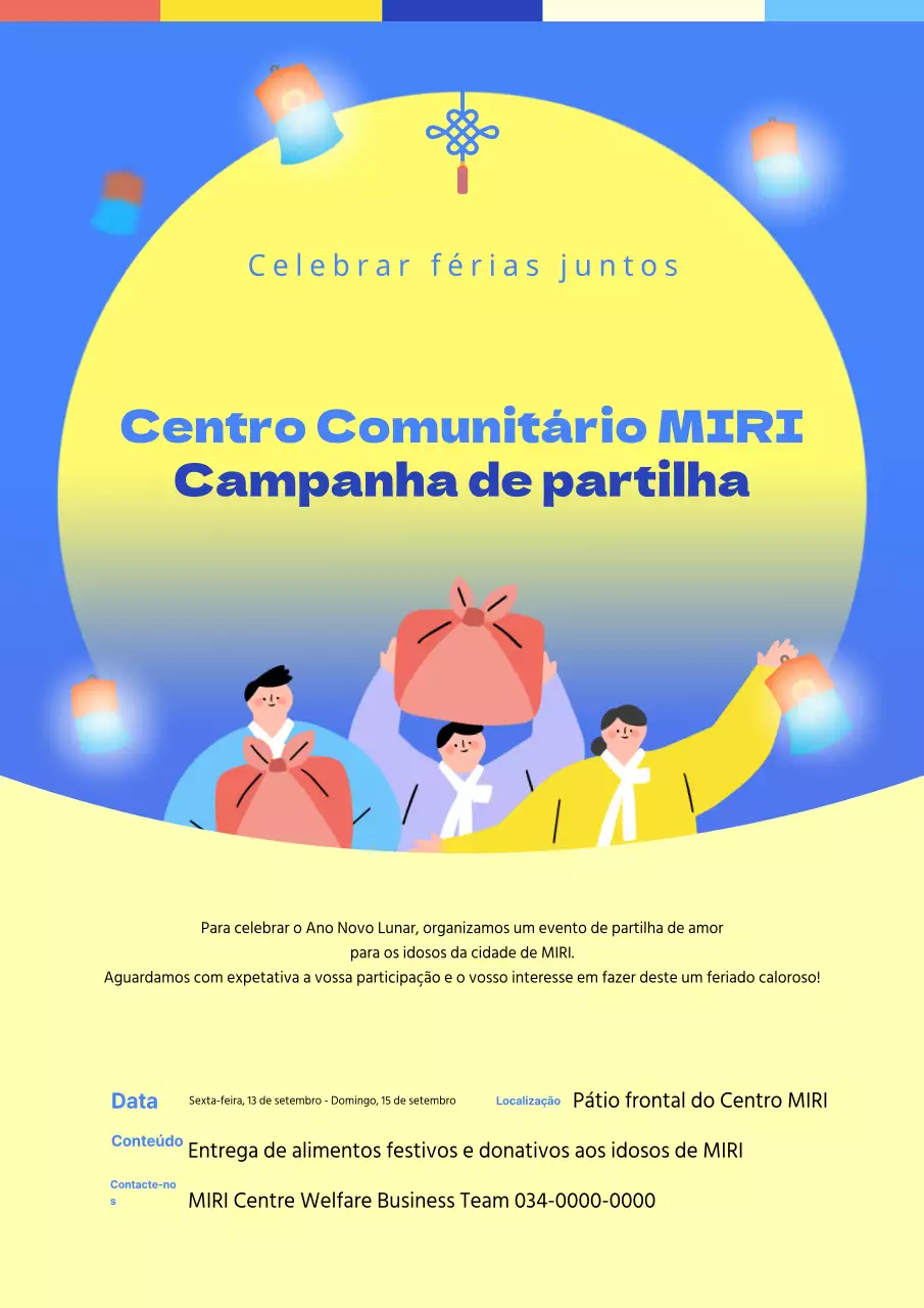 Campanha de férias coreana em azul e amarelo