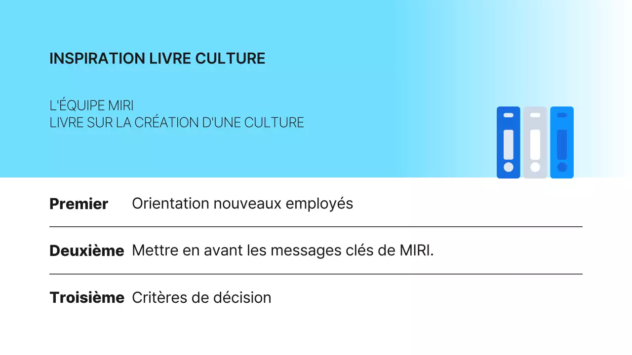 Introduction au livre sur la culture d'entreprise, simple et bleu clair