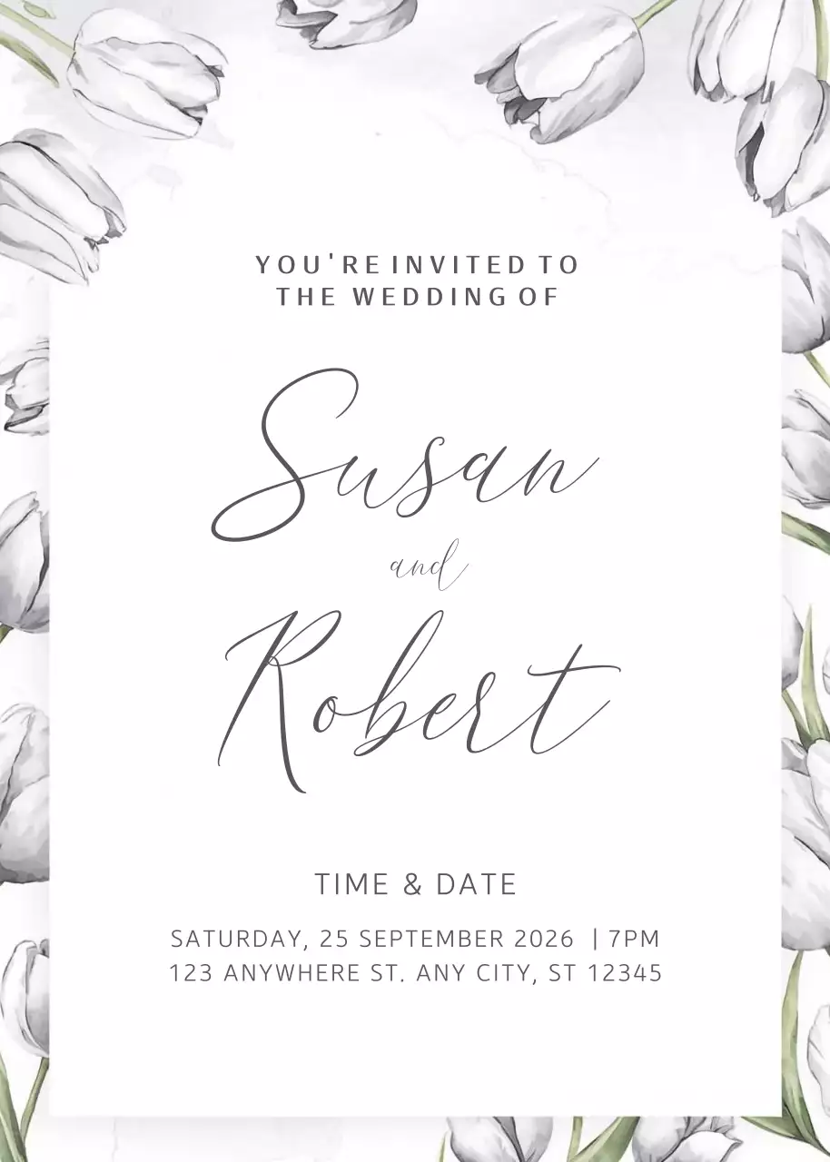 lời mời đám cưới màu trắng thanh lịch