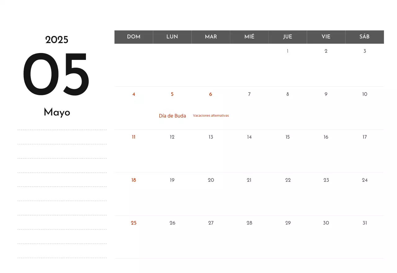 Un sencillo calendario corporativo en gris