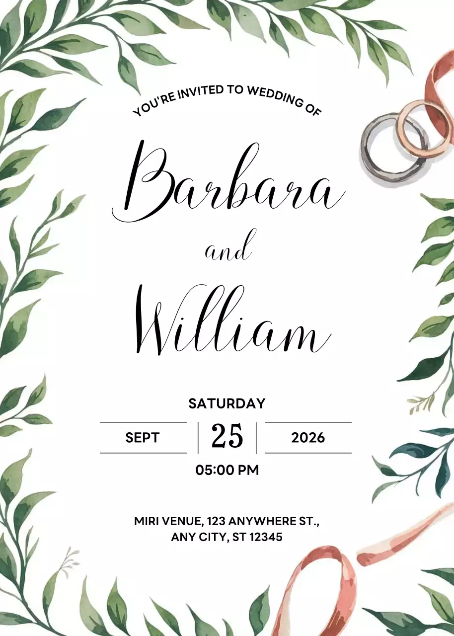 Undangan Pernikahan Hijau Elegan