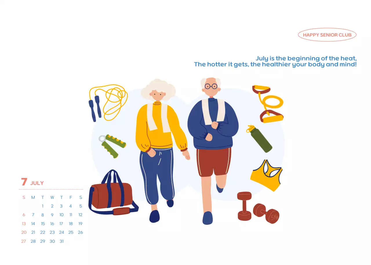 Business calendar with cute illustrations