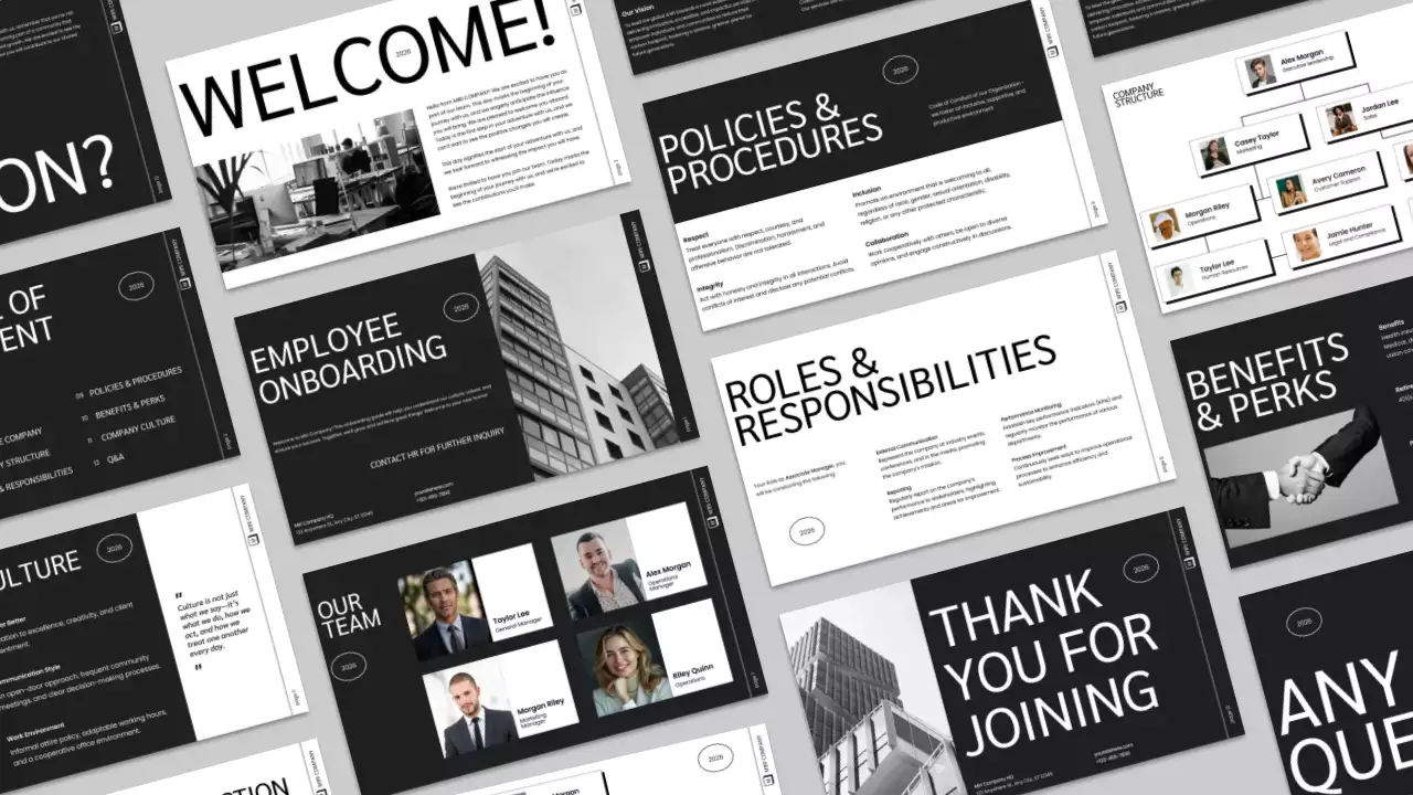 Black Modern Employee Guide Presentation