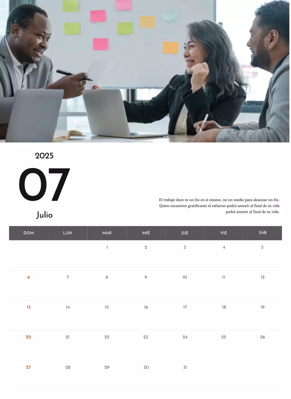 Un sencillo calendario corporativo en gris