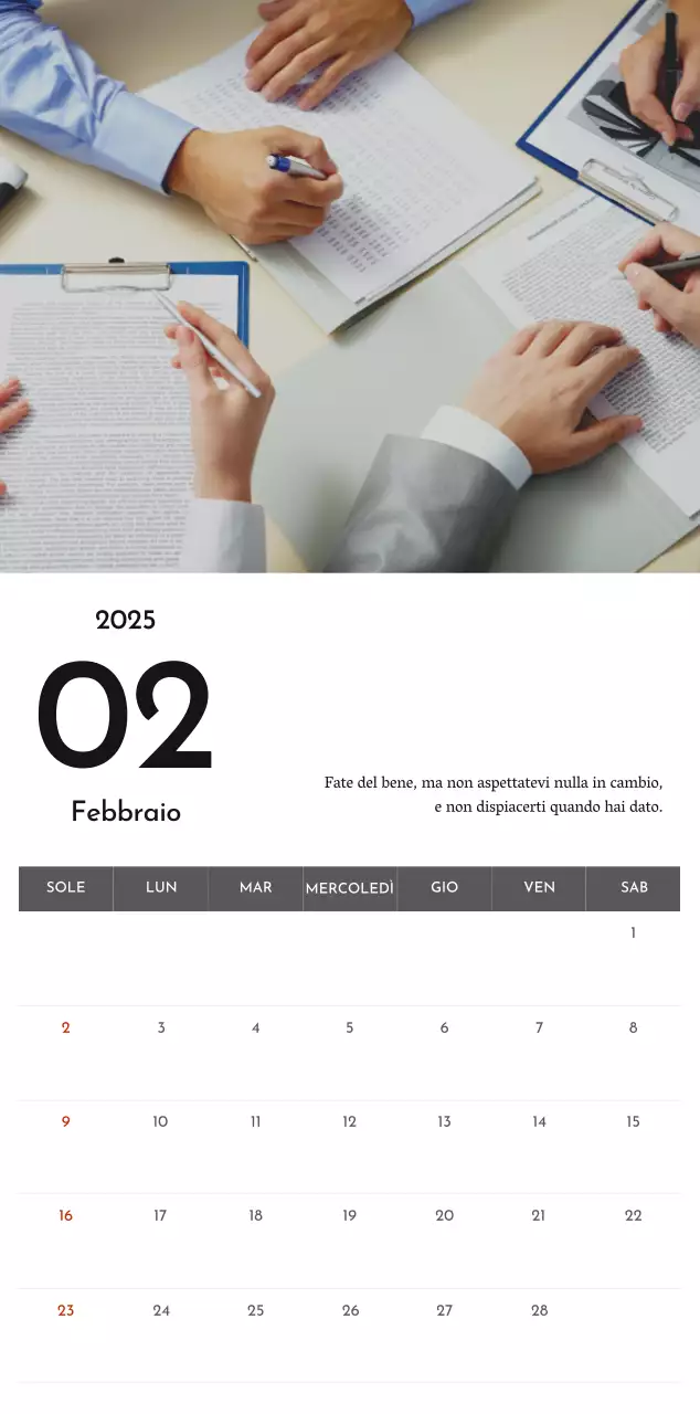 Un semplice calendario aziendale in grigio