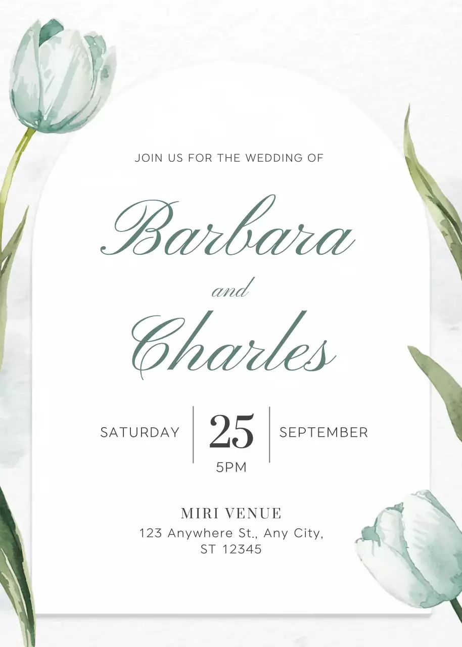 Thiệp cưới xanh thanh lịch