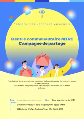 Campagne de vacances coréenne en bleu et jaune