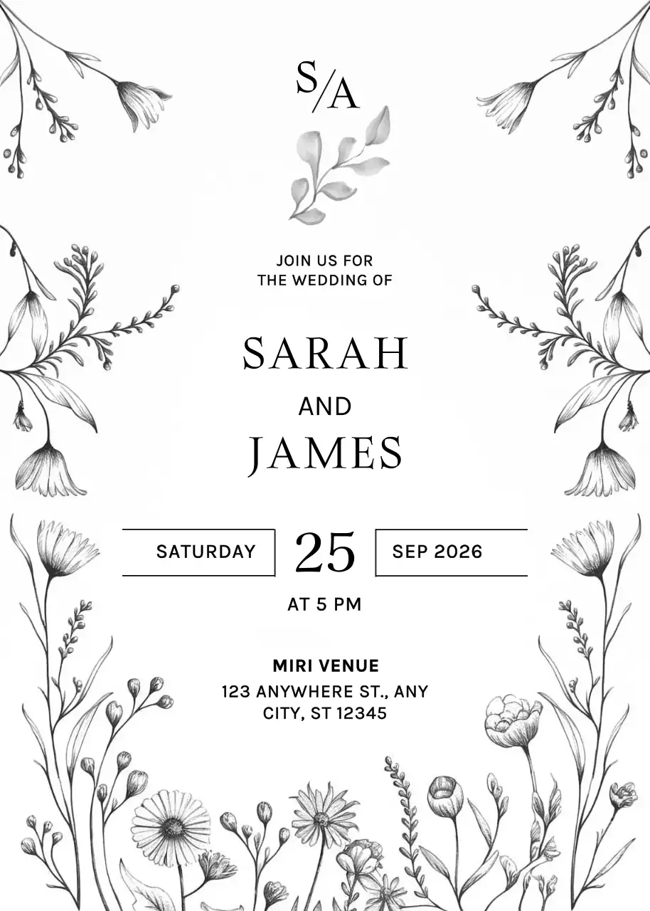 Convite de casamento branco e elegante