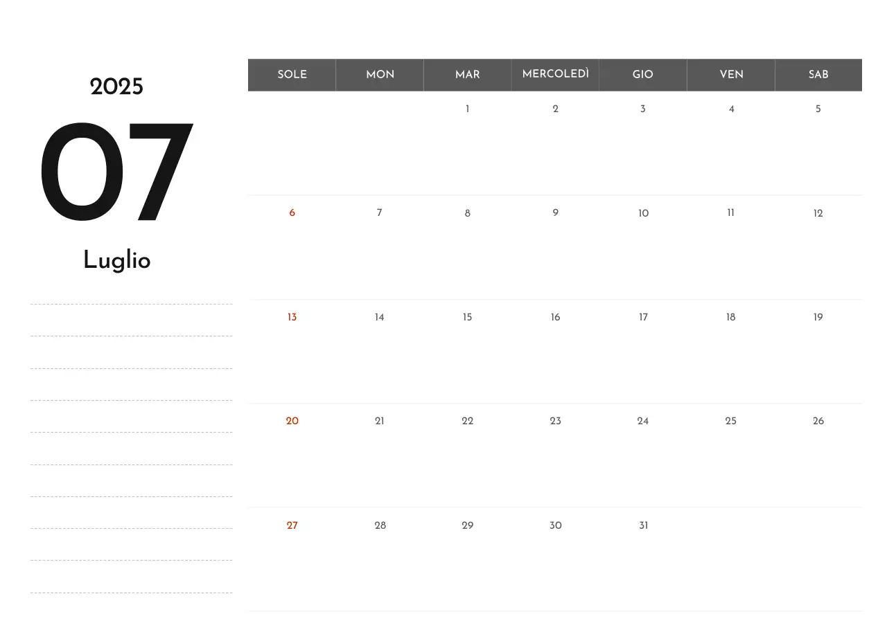 Un semplice calendario aziendale in grigio