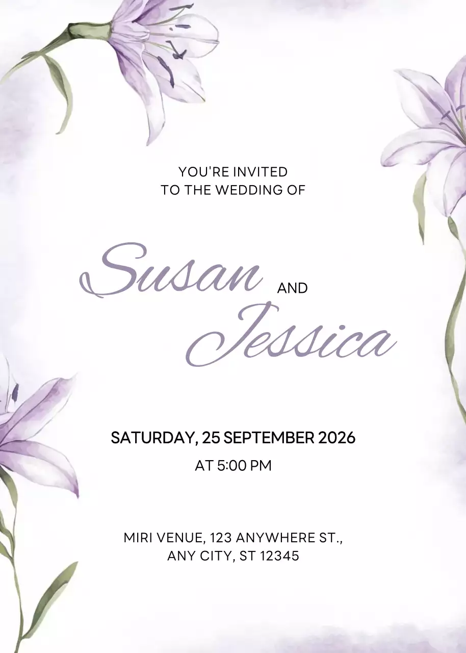 Undangan Pernikahan Elegan Berwarna Ungu