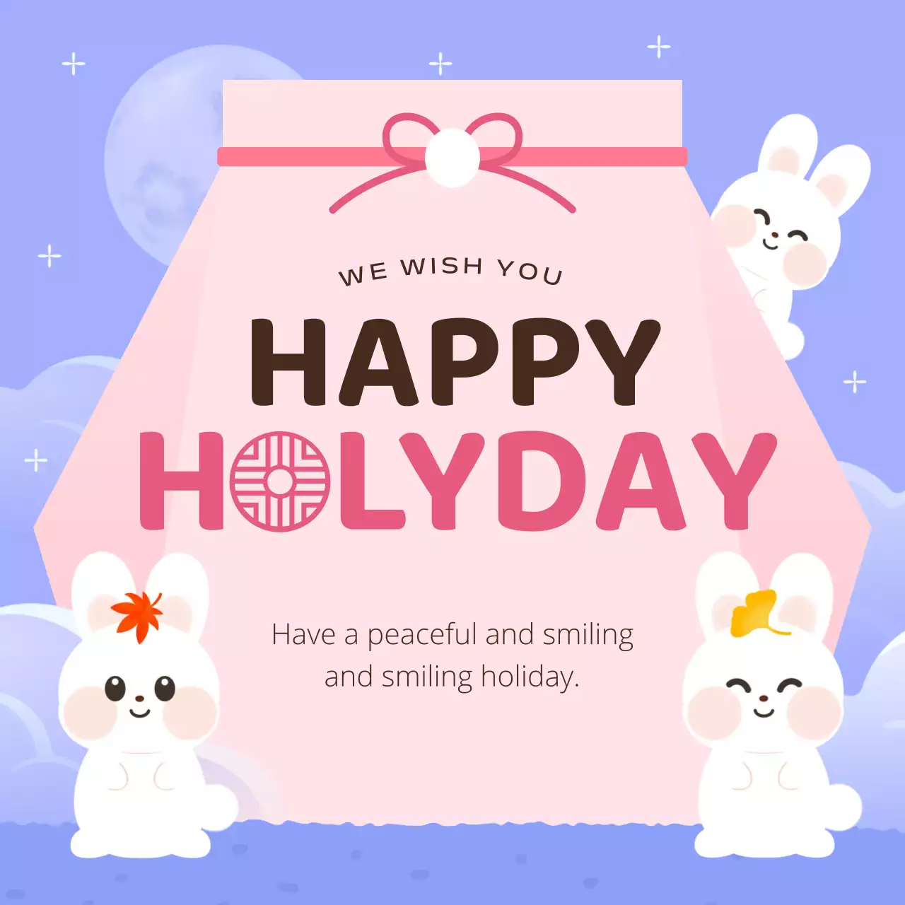 Pink Cute Holiday Greetings Card Social Media Post