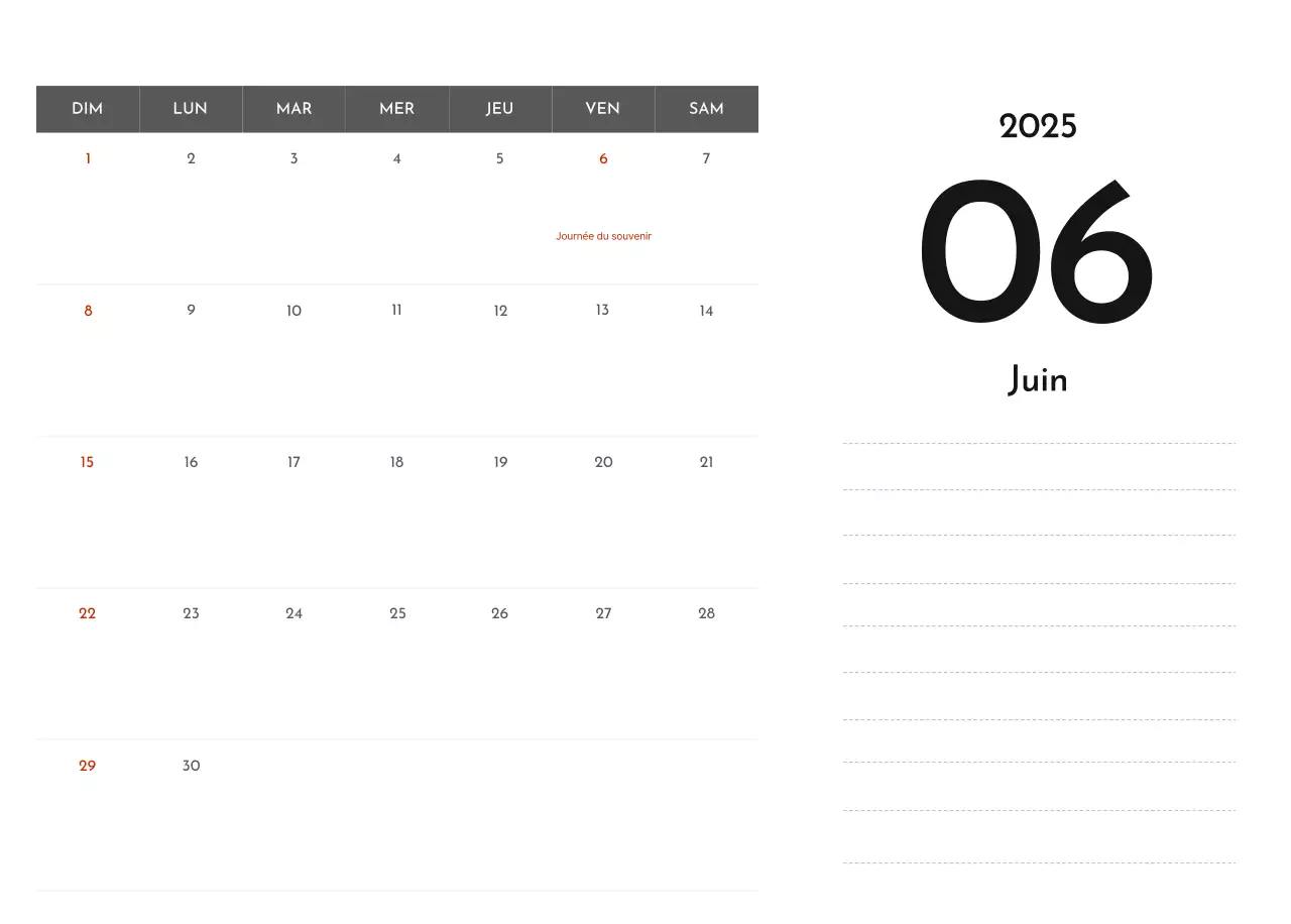 Un calendrier d'entreprise simple en gris