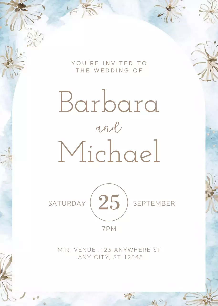 convite de casamento elegante azul