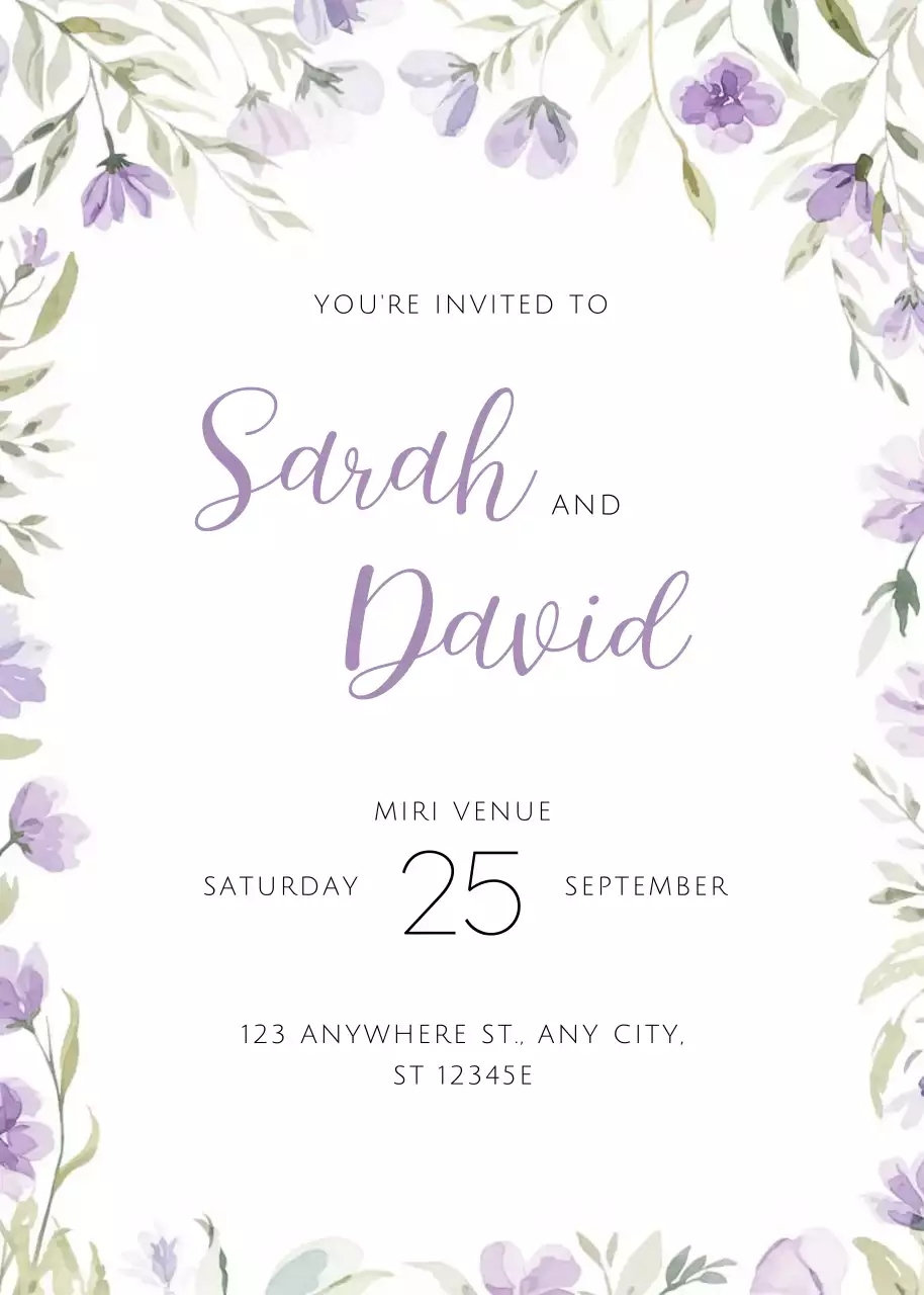 Thiệp cưới hoa tím