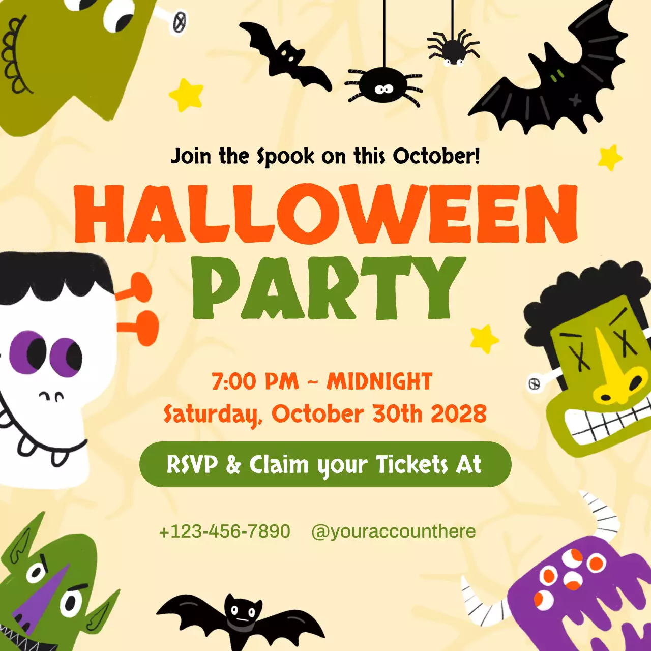 beige retro Halloween invitation