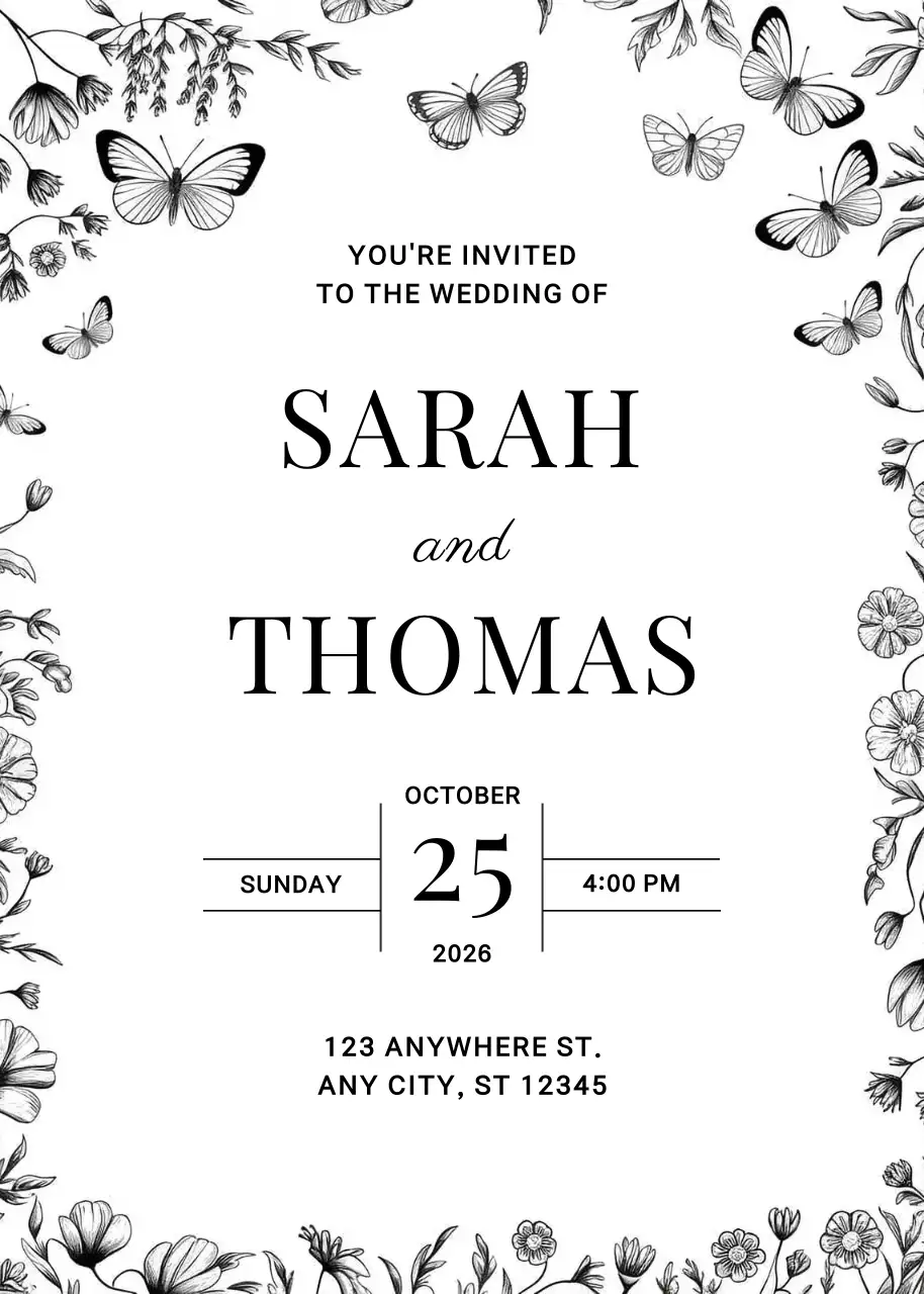 Thiệp cưới màu đen thanh lịch