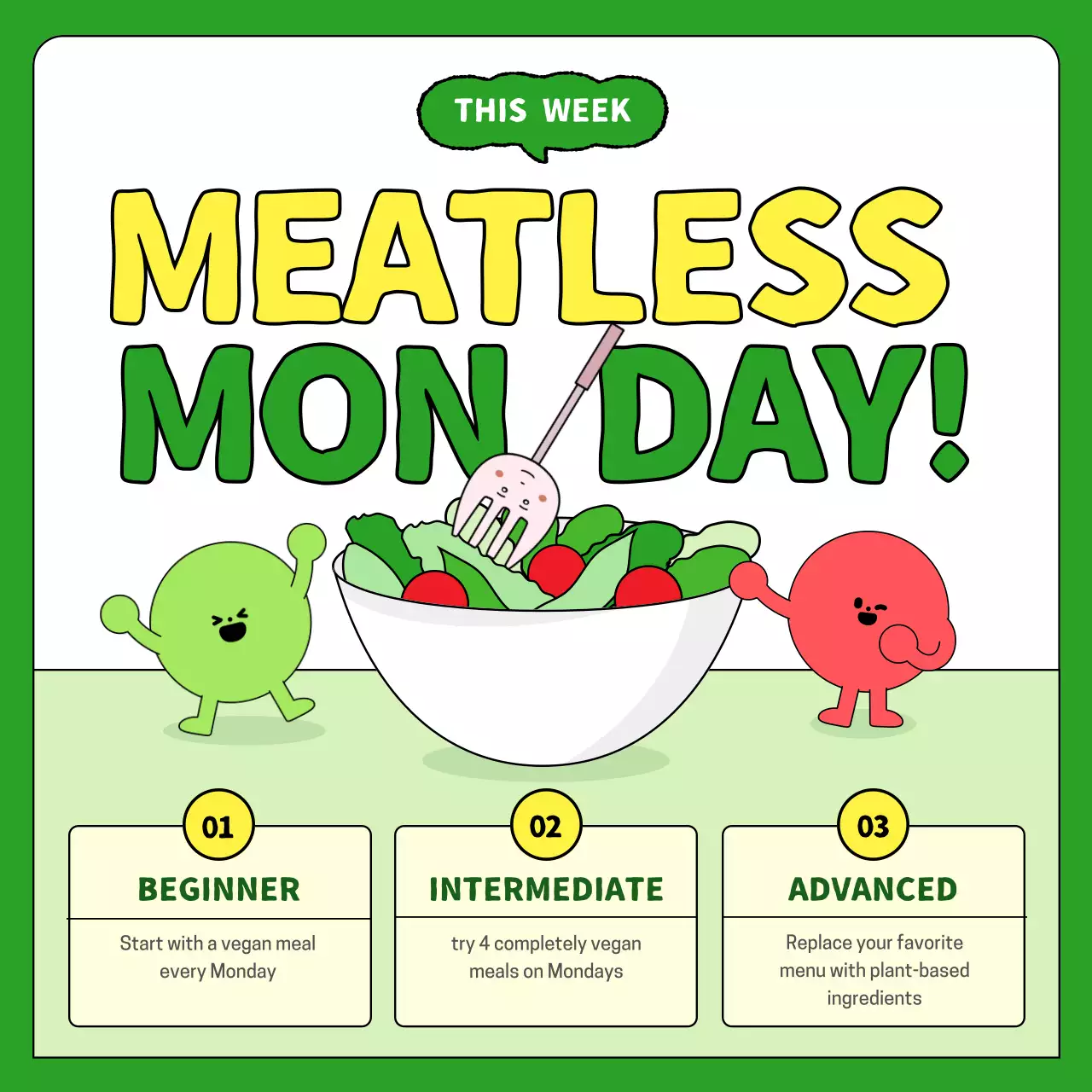 Green Playful Vegan Promotion Social Media Post