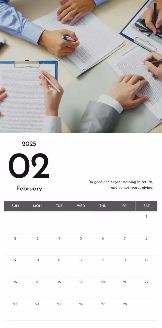 A simple corporate calendar in gray