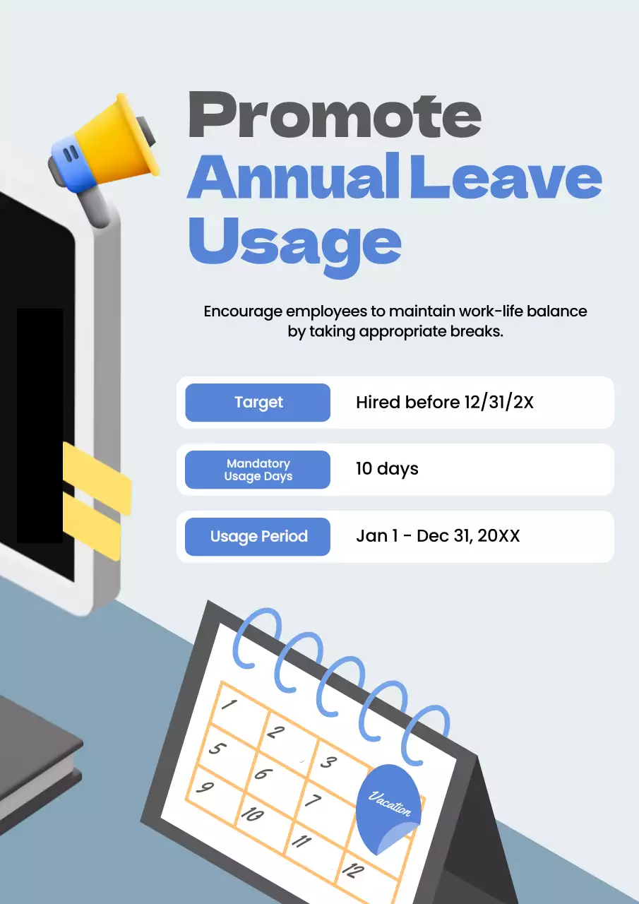 Blue Modern Leave Announcement Poster