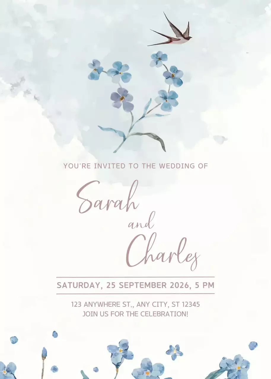 Undangan Pernikahan Biru Elegan