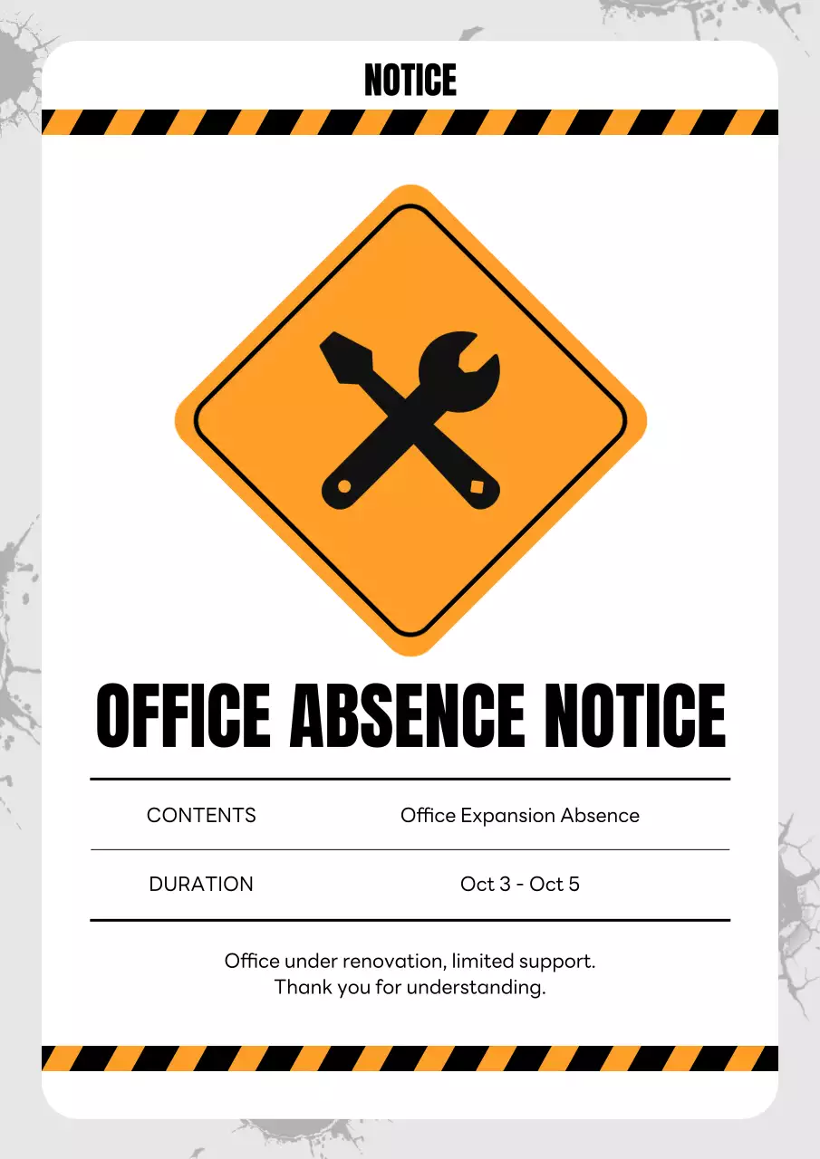 Orange Modern Renovation Notice Poster