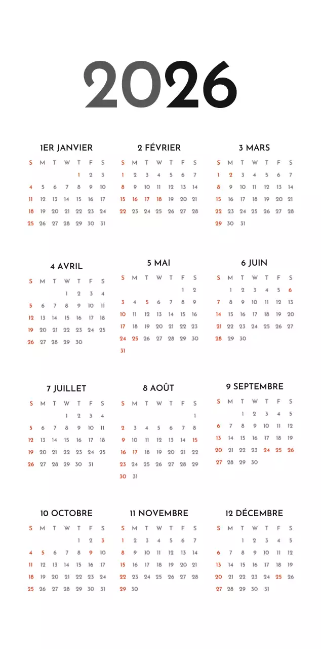 Un calendrier d'entreprise simple en gris