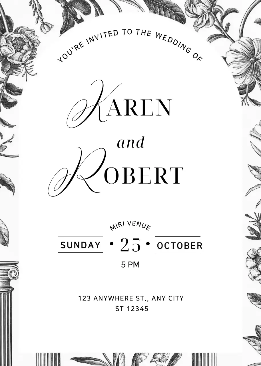 Thiệp cưới màu đen thanh lịch