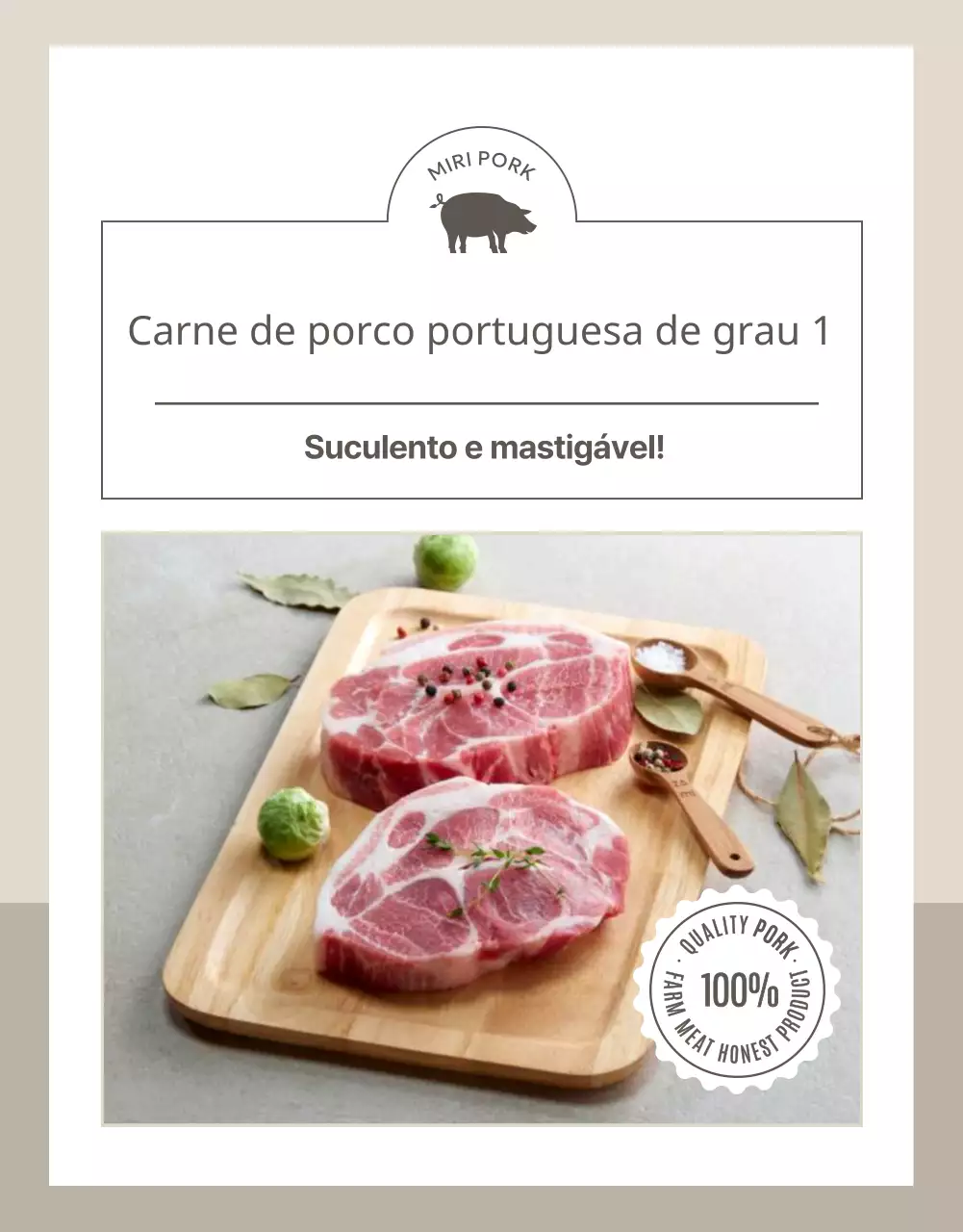 Bege e simples para promover os produtos da pecuária