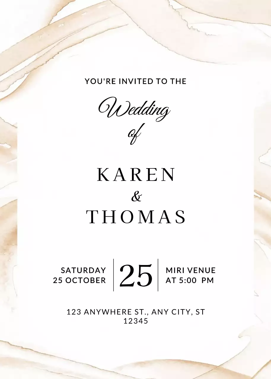 Thiệp cưới thanh lịch màu be