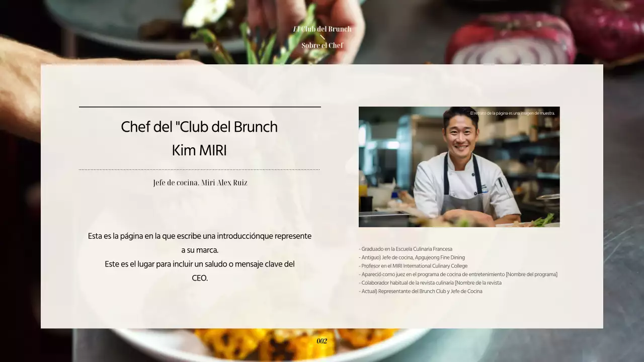 Guía de un moderno restaurante de brunch en rojo