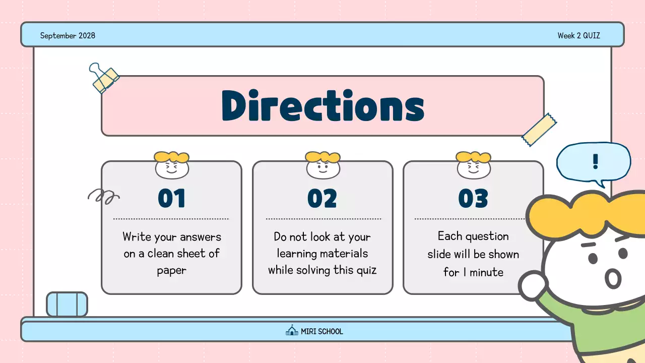 Pink Playful School Quiz Guide Presentation