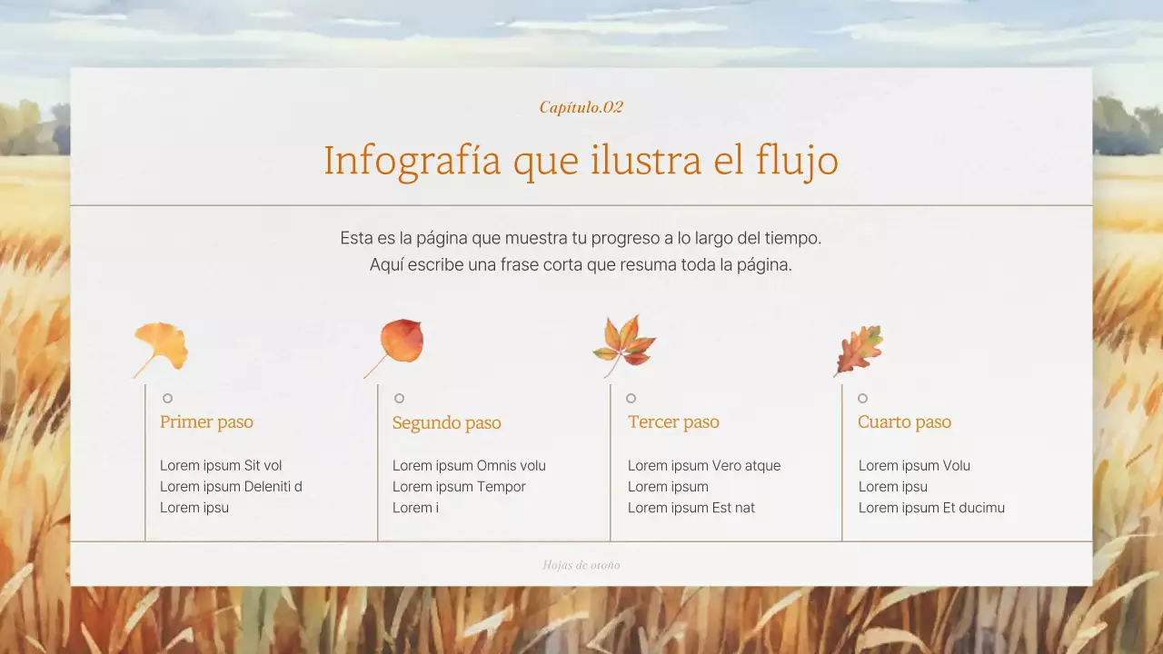 Presentación de la marca con un fondo naranja natural otoñal