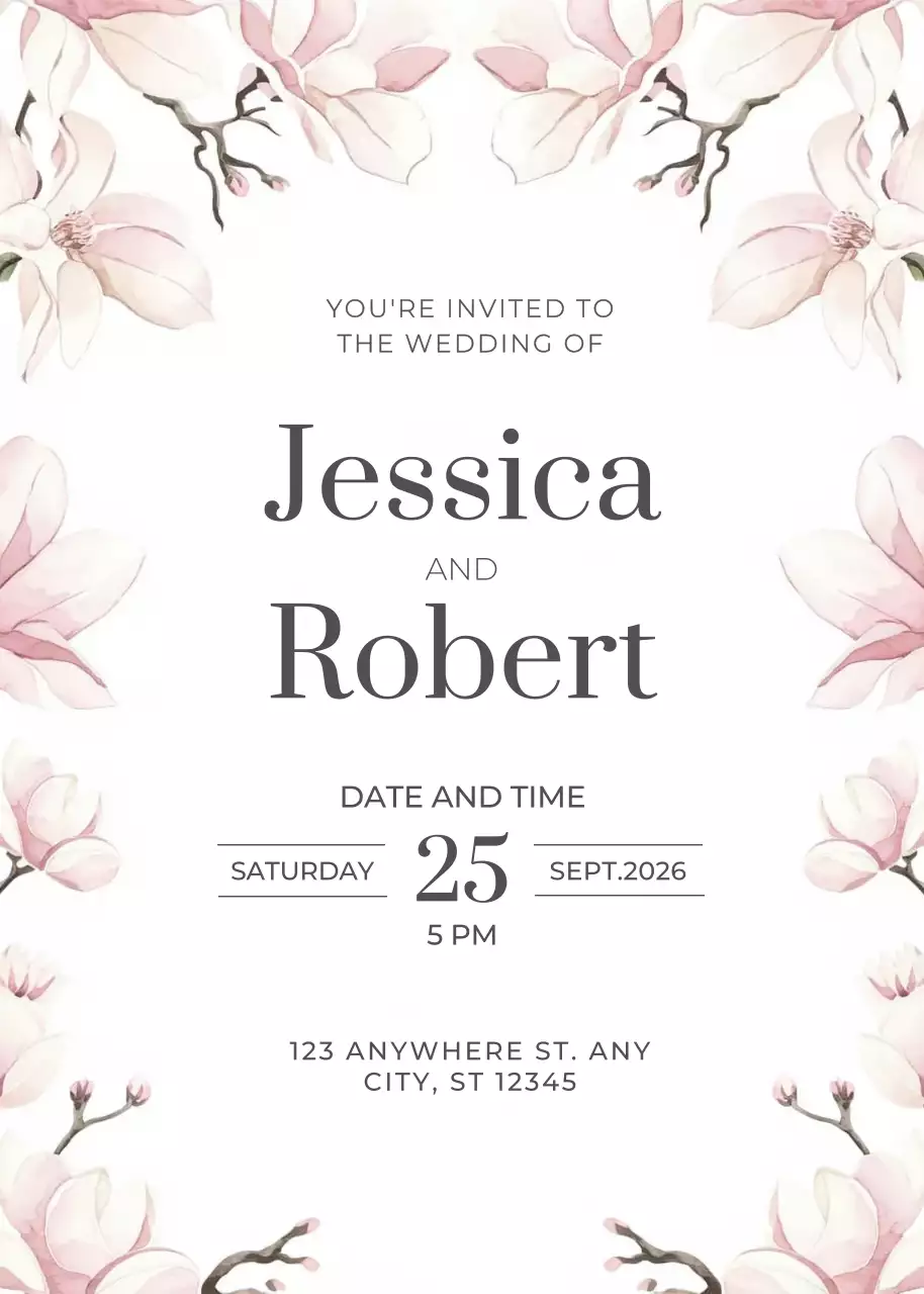 undangan pernikahan merah muda yang elegan