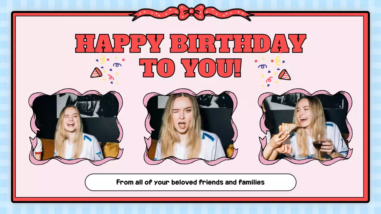 핑크 레트로 생일 카드 프레젠테이션