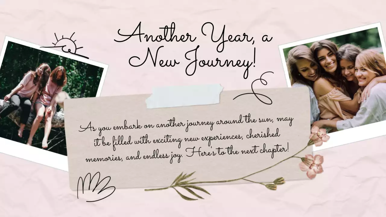 베이지 빈티지 생일 카드 프레젠테이션