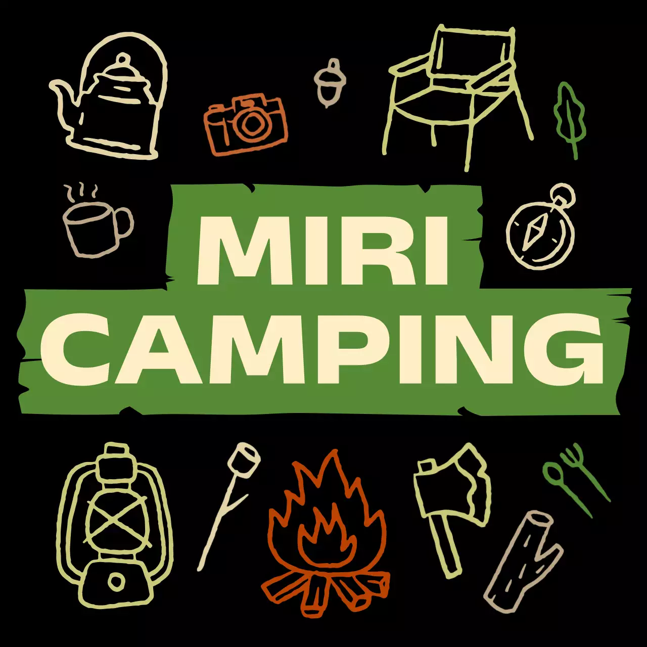 베이지 심플 캠핑 로고