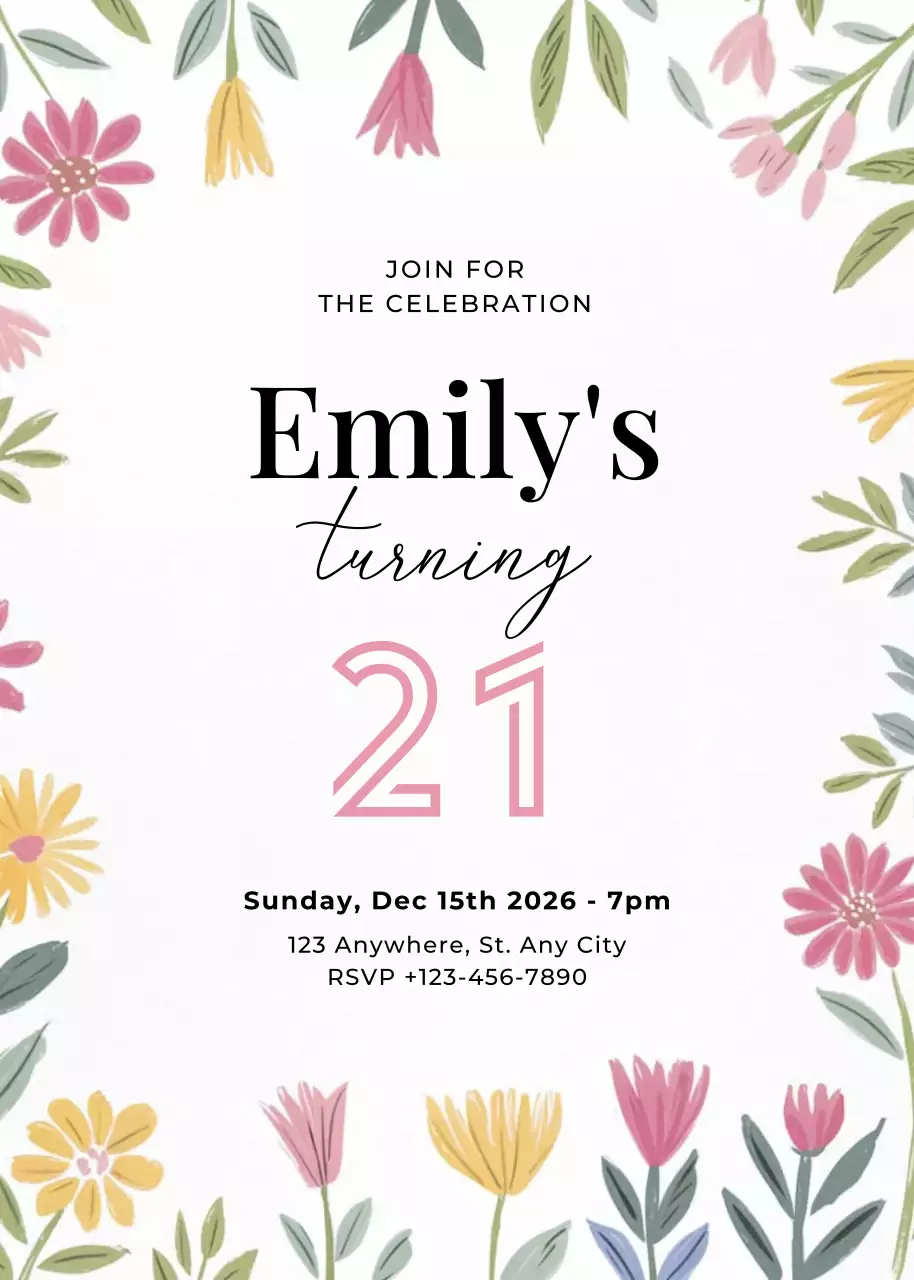 lời mời sinh nhật hoa trắng