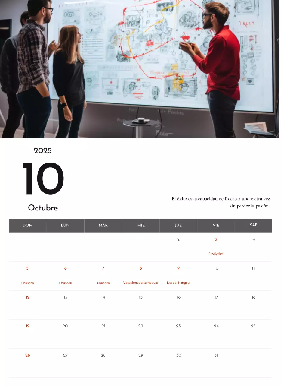 Un sencillo calendario corporativo en gris