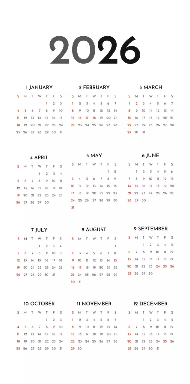A simple corporate calendar in gray