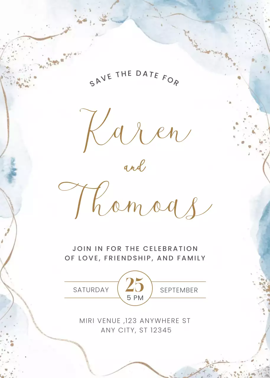 lời mời đám cưới màu xanh thanh lịch